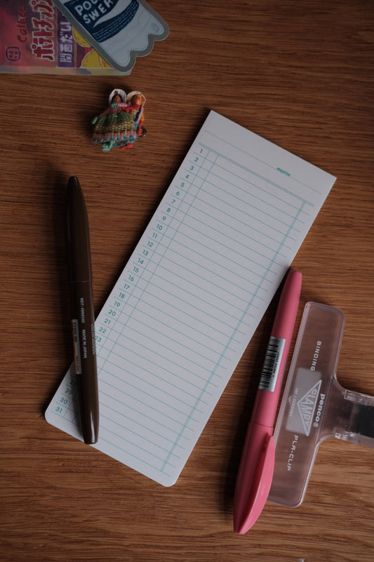 Notesbog • Post-It • Kalender • Måned • Hvid
