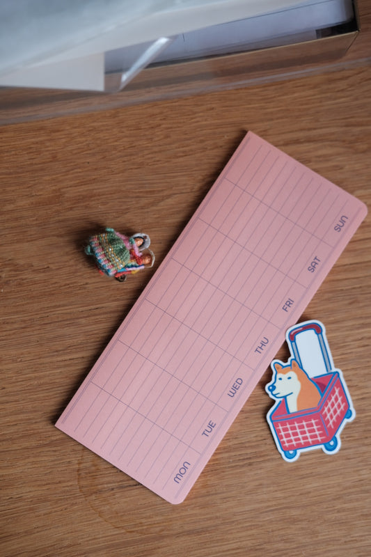 Notesbog • Post-It • Kalender • Uge • Lyserød