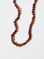 Halskæde • Ædelsetensperler • Amethyst & rav