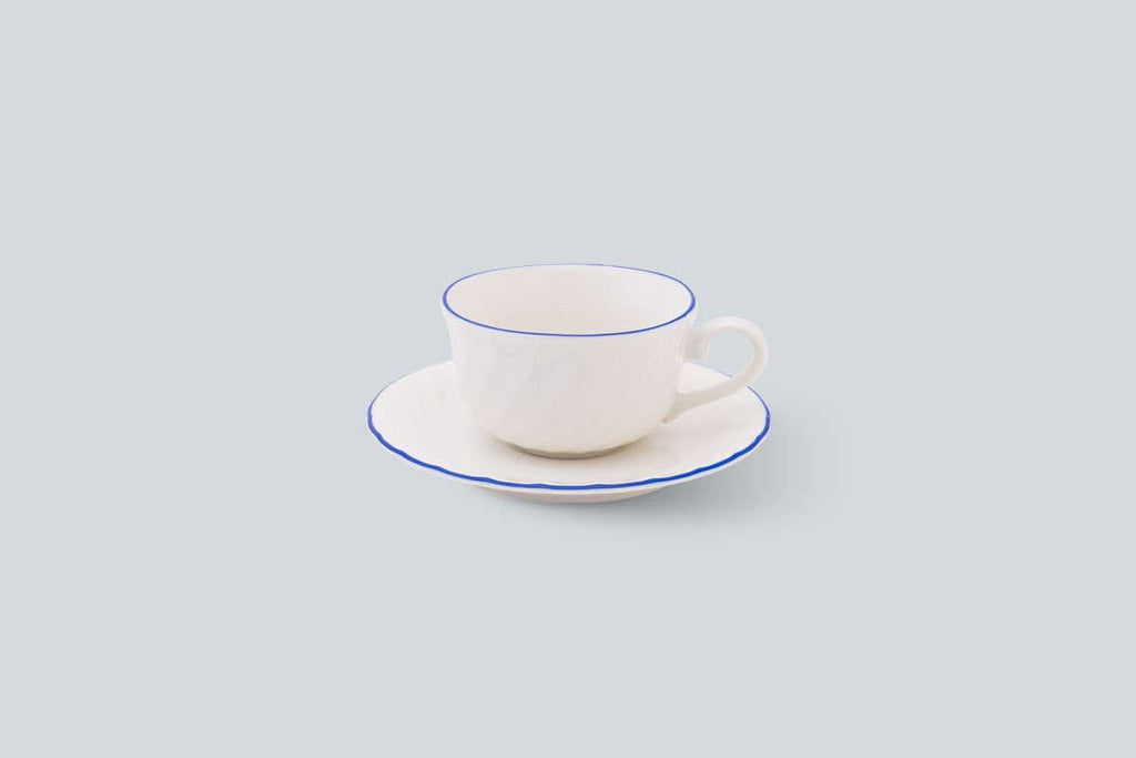 Japacolle Respoir tekrus med tallerken i blå, elegant porcelæn med japansk design og glatte overflader.