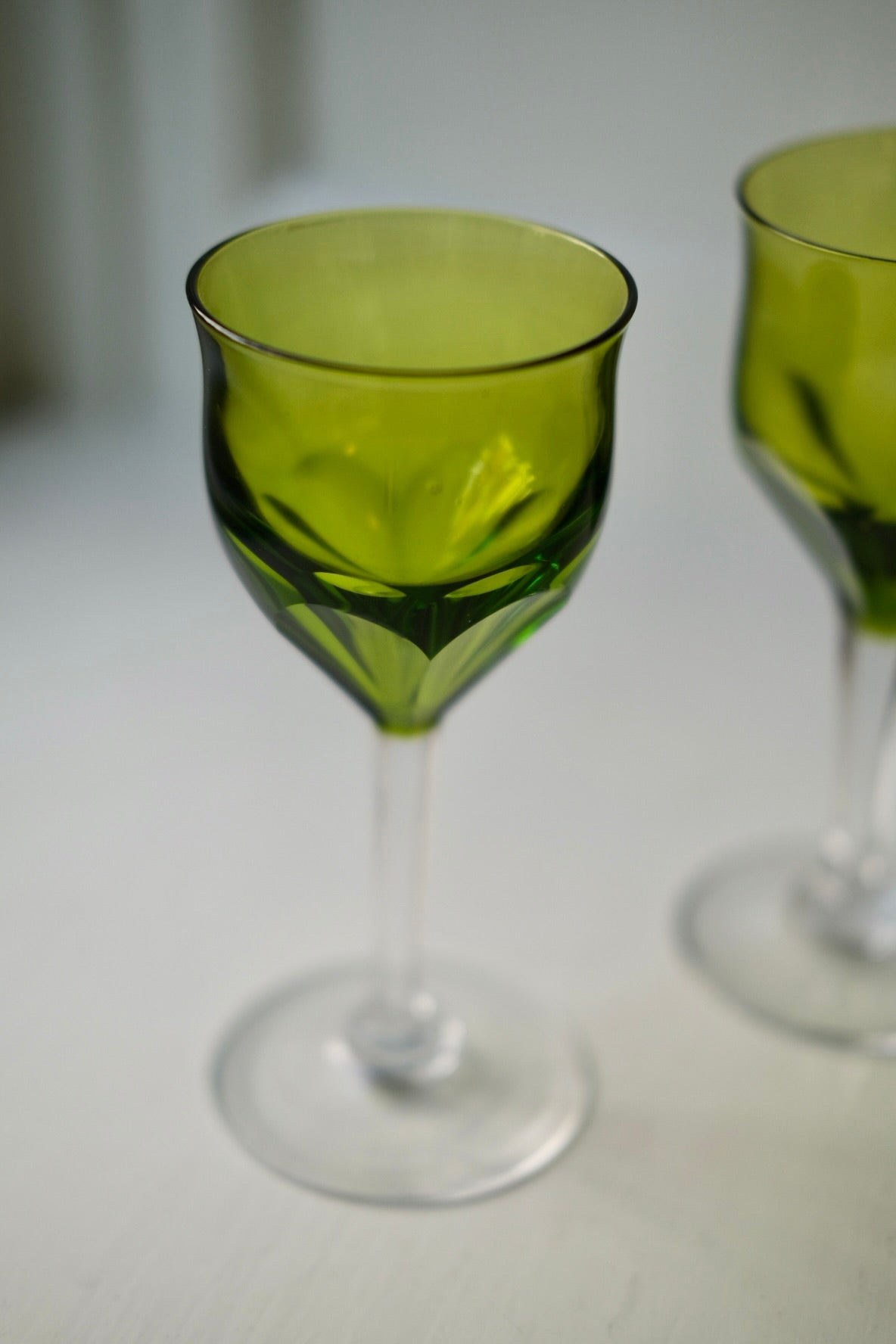 Vintage • Glas på fod • Grønt