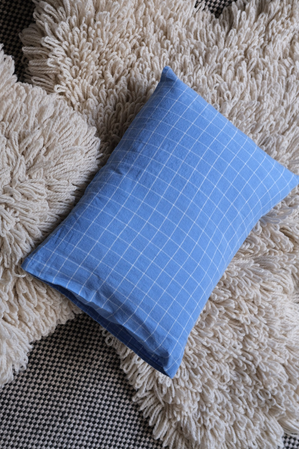 Pudevår • Hør • 30x40 cm • Lyseblå Tern