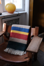 Tweedmill Uldtæppe • Gul, Blå, Rød Strib • DORA