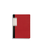 Rød pocket notesbog med linjeret side til notater, fra Thomas Merlo & Partner