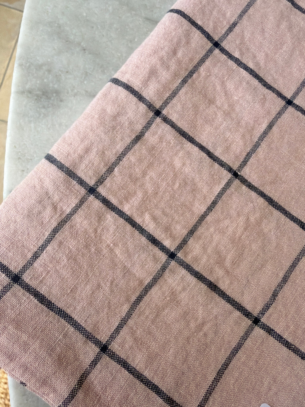 Pudevår • Hør • Mellem • Carreaux Rose Pale XL • Ternet Rosa