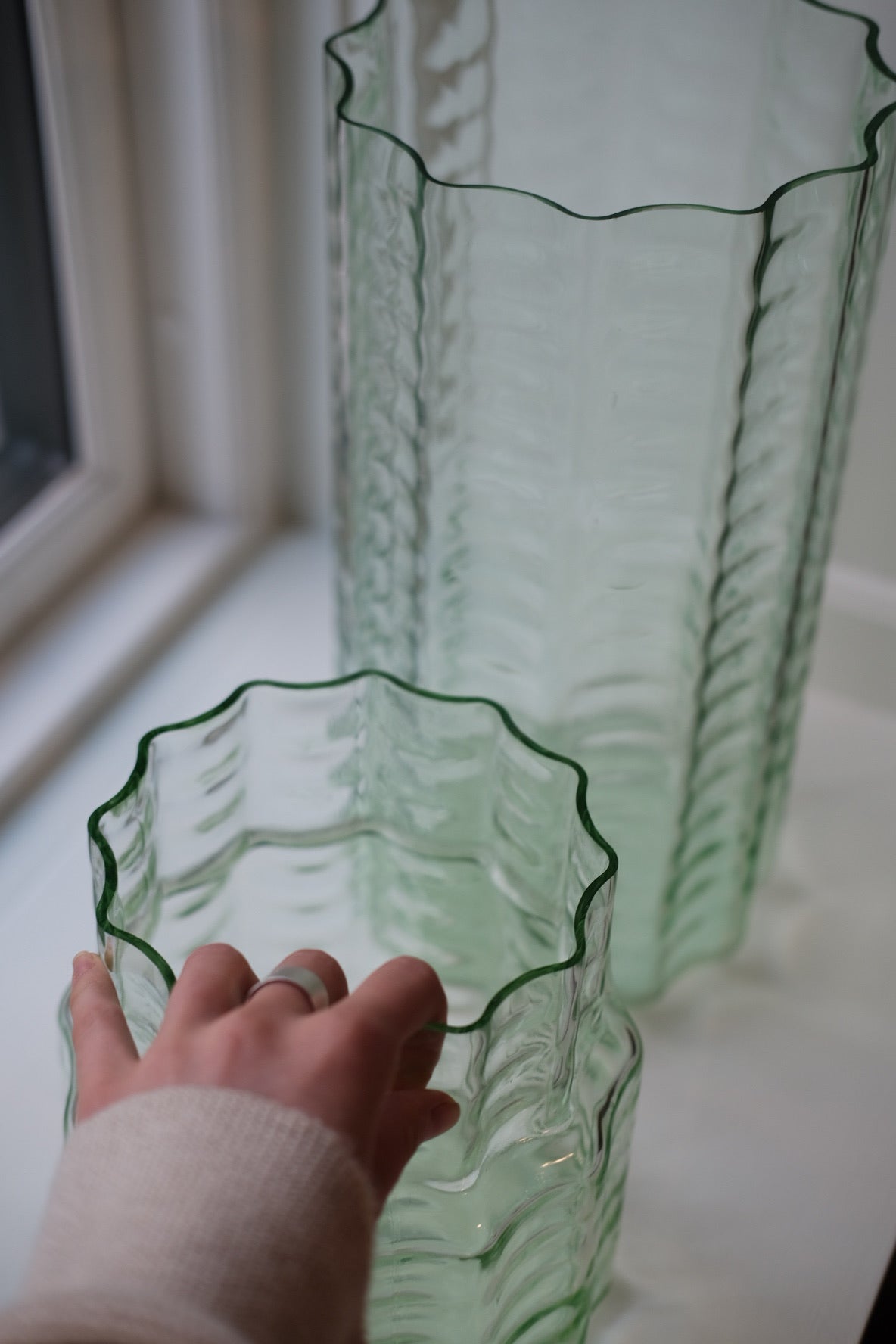 Vase • Glas • Transparent Grøn • Mellem