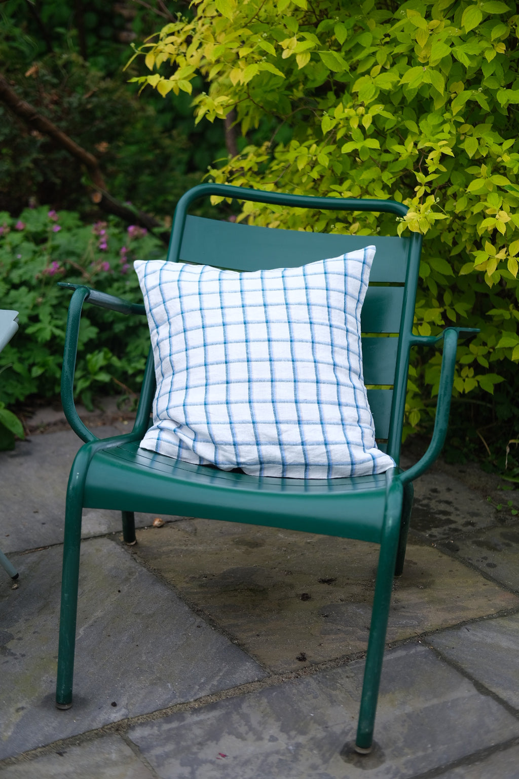 Pudevår • Hør • Mellem • Carreaux Beige Vert • Ternet grøn og beige