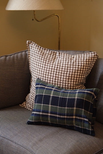 Pillowcase • Linen • Small • Ecossais Navy Green • Navy and green plaid