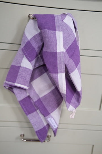 Viskestykke • Hør • Mini Forklæde • Vichy Violet XL • Lilla Tern