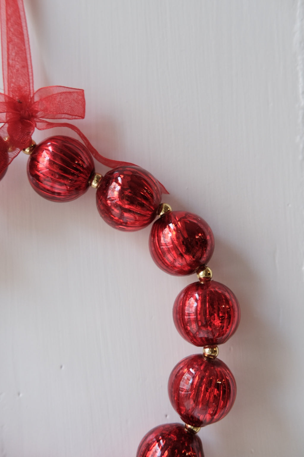 Julepynt • Dekoration • Rød Perle Krans • 15cm