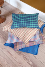 Pudevår • Hør • 50x50 cm • Tartan Sienne Vert • DORA