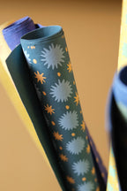 Gavepapir • Blå Stjerner • 3 Ark • Sendes Ikke