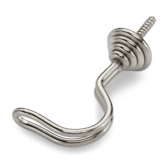 Nikkel Krog Snoet wall hook from DORA KNAGER, featuring a sleek, modern design for hanging coats and accessories.