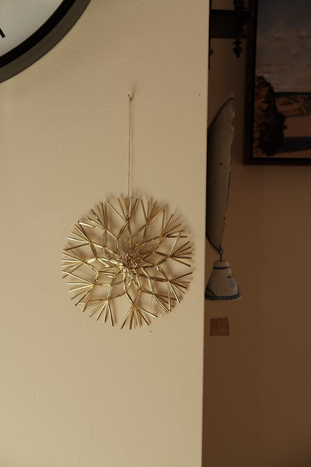 Julepynt • Dekoration • Strå • Guld • 15 cm