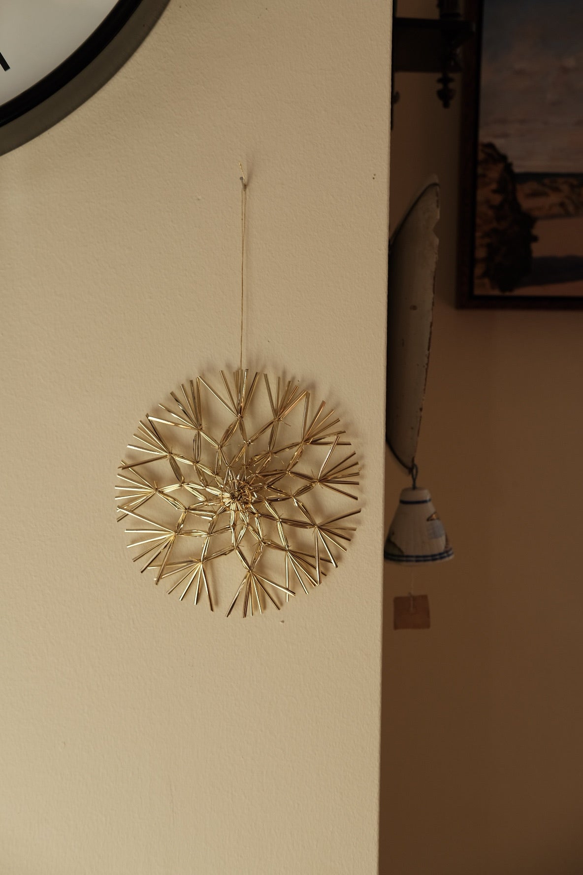 Julepynt • Dekoration • Strå • Guld • 15 cm