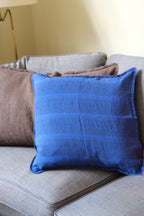 Pudevår • Hør • 50x50 cm • Rayure Indigo