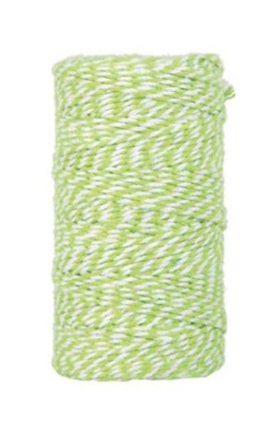 Bakers Twine i bomuld • Lime & hvid • 100 meter