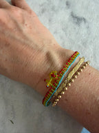 Bracelet • Tatting • Red & yellow with flower