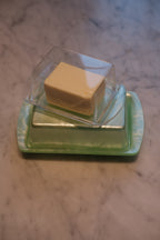 Clear butter dish by Heim Söhne, elegant glass smørskål with a smooth, transparent design for serving butter.