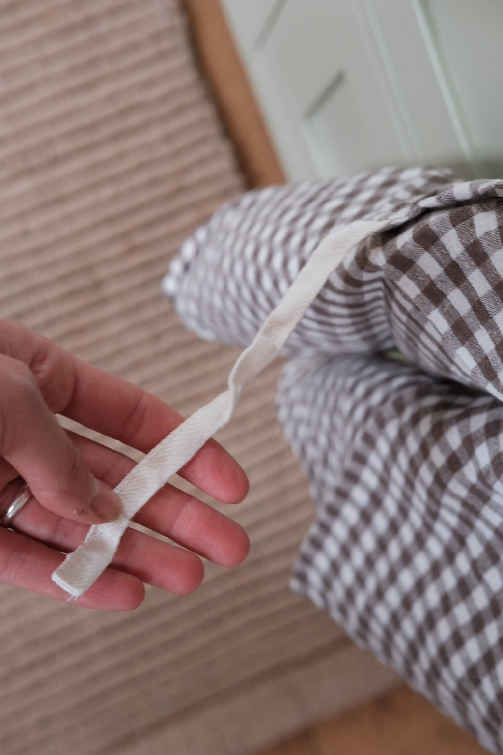 Viskestykke • Hør • Mini Forklæde • Vichy Marron