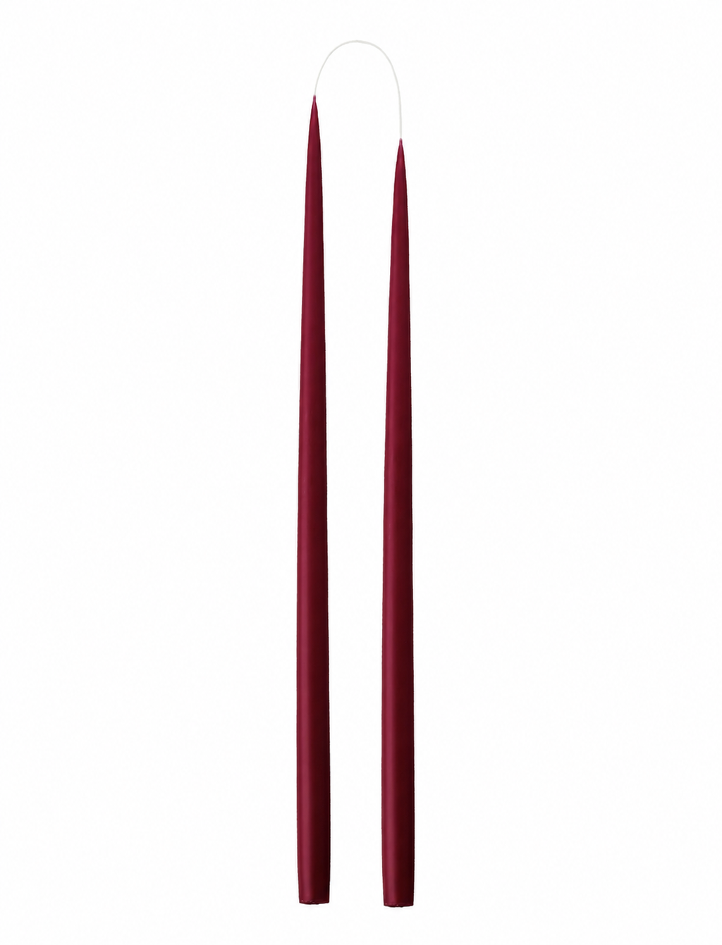 Hånddyppede kronelys • 45 cm • Bordeaux rød – 2 stk. fritlagt
