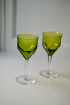 Vintage • Glas på fod • Grønt