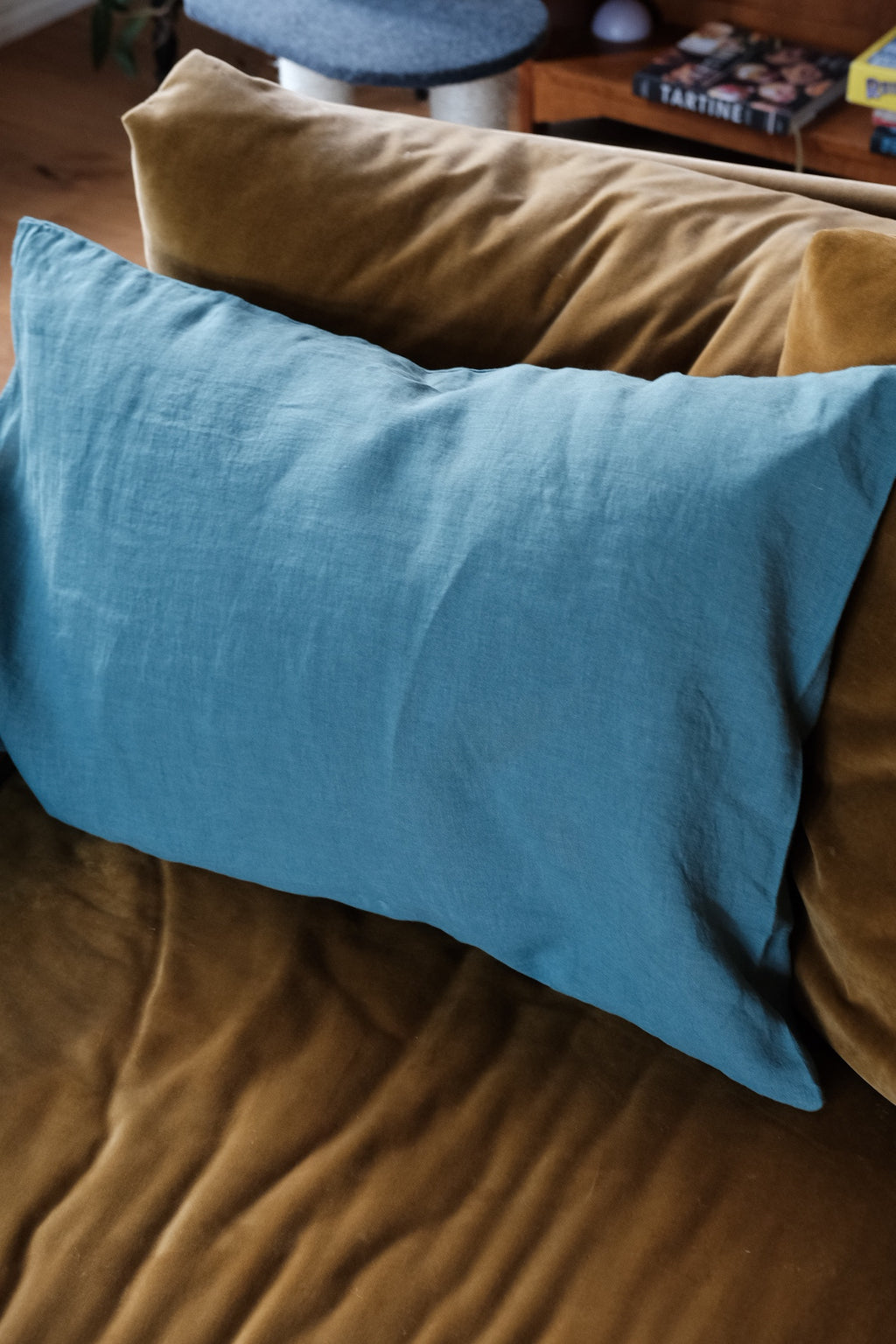 Pudevår • Hør • 50x70 cm • Bleu Ocean • Blågrøn