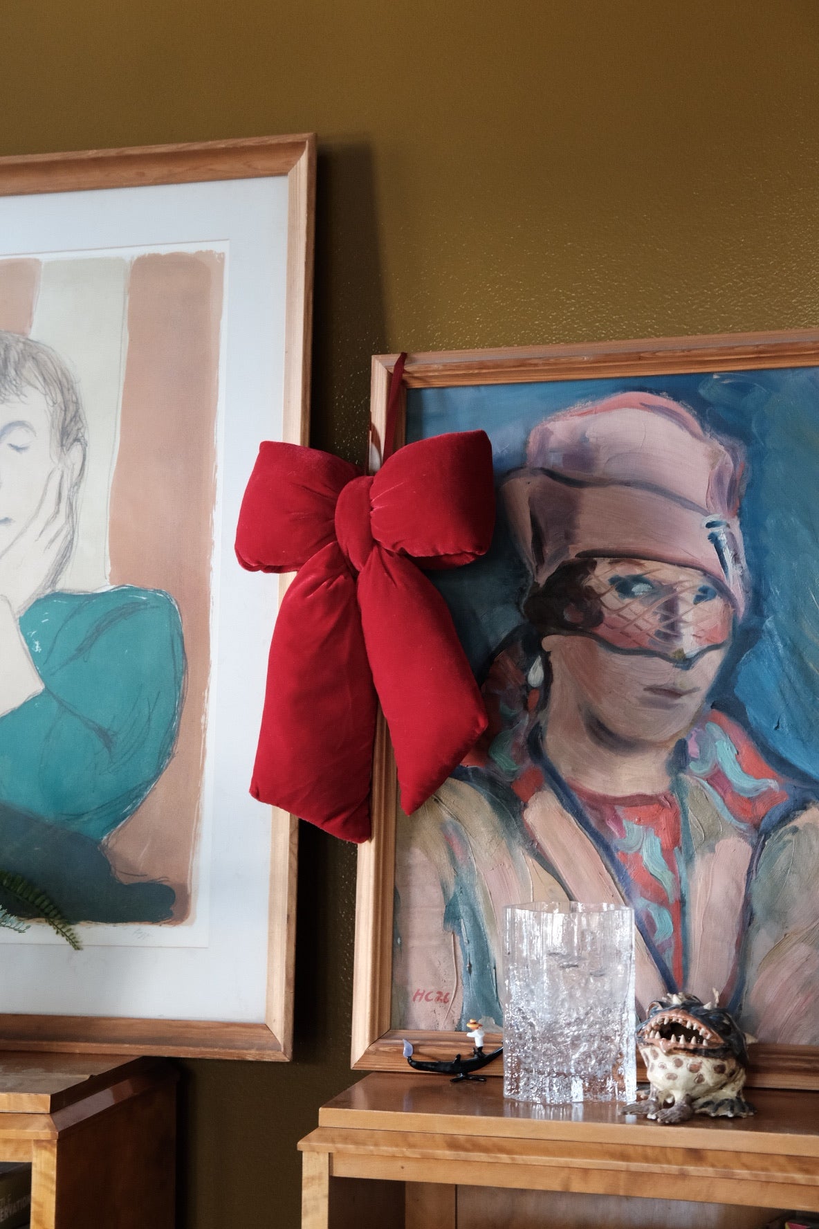 Julepynt • Velour Sløjfe • Rød • 40 cm