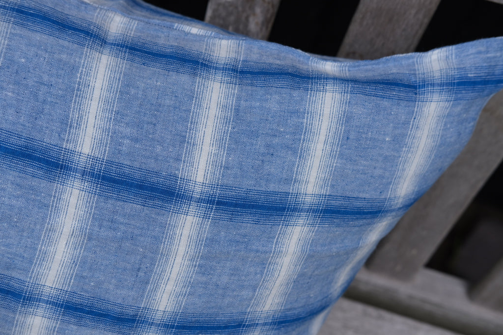 Pudevår • Hør • 50x70 • Carreaux Bleu Chiné • Blå Tern