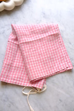 Viskestykke • Hør • Mini Forklæde • Carreaux Rose • Rosa Tern