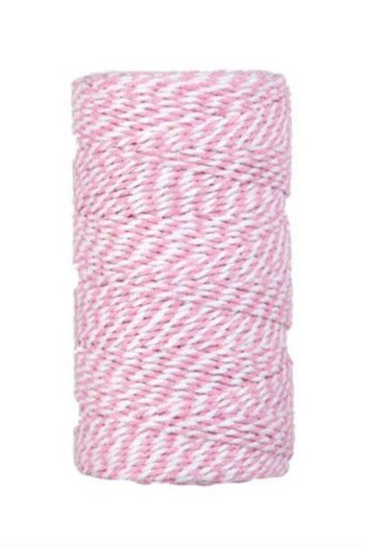 Bakers Twine i bomuld • Pink & hvid • 100 meter