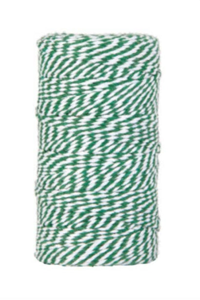 Bakers Twine i bomuld • Grøn & hvid • 100 meter