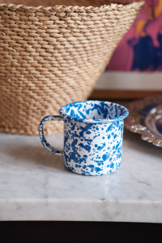 Mug with handle • Enamel • Splatter Blue