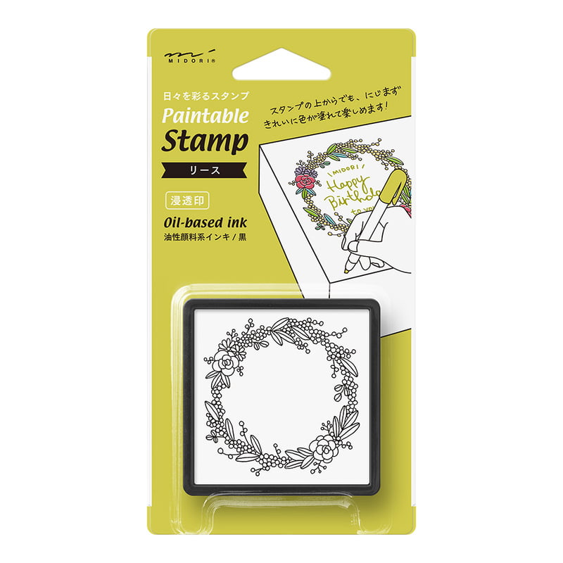 Midori stempel med kransdesign, håndholdt og klar til at lave dekorative stempler på papir eller kort.