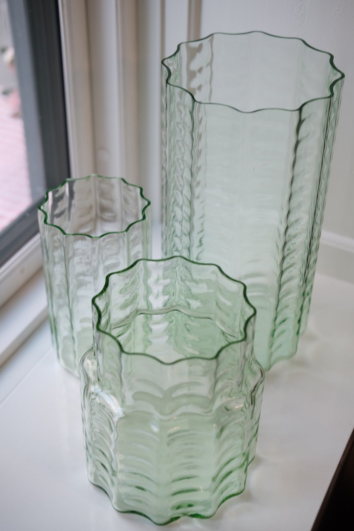 Vase • Glas • Transparent Grøn • Stor