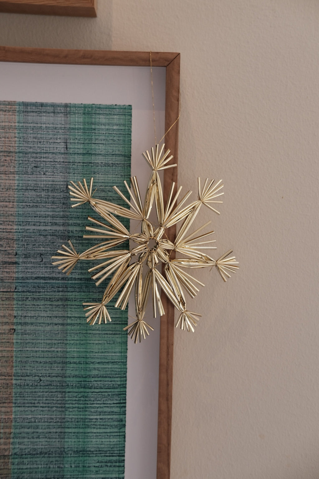 Julepynt • Dekoration • Strå • Guld • 15 cm