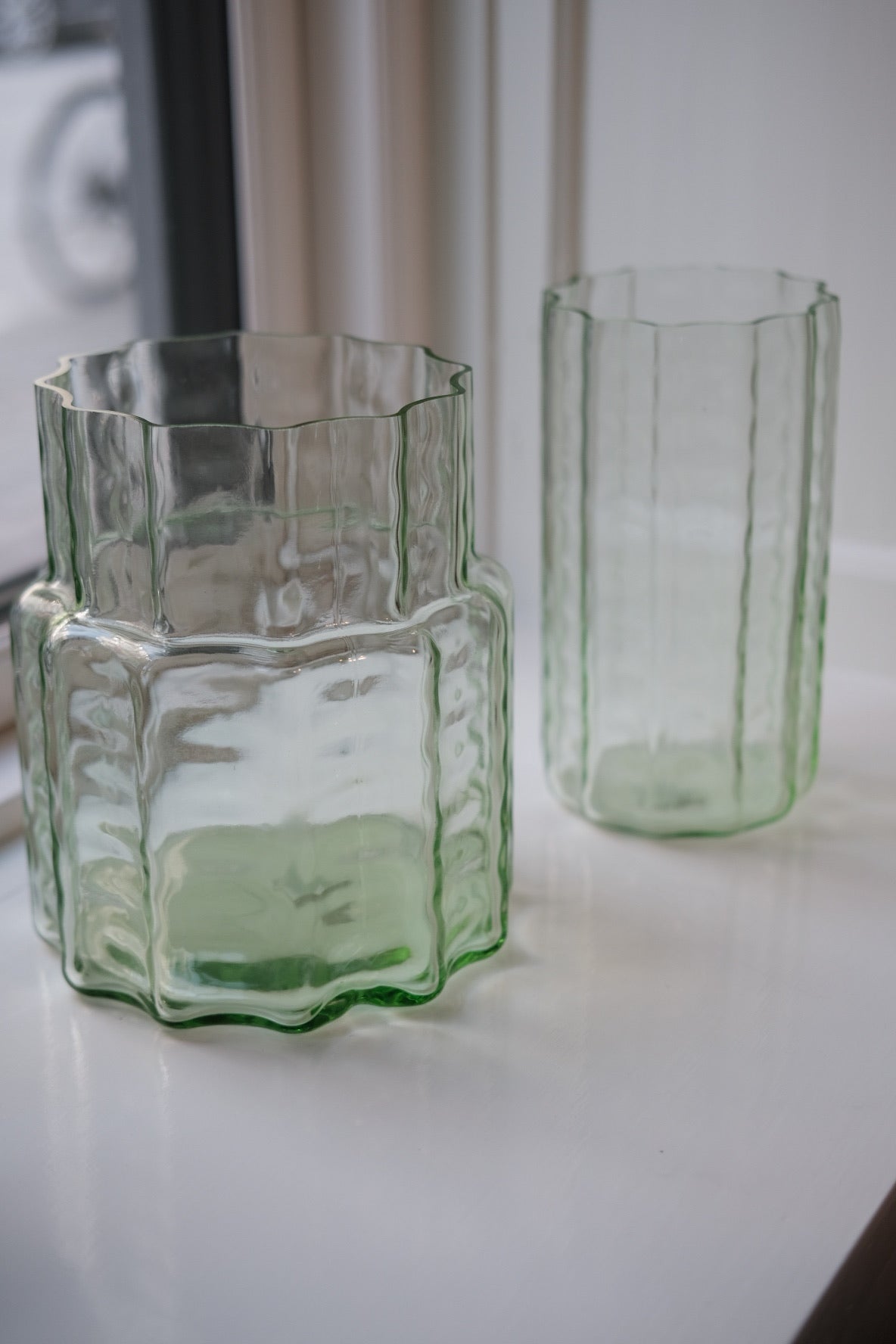 Vase • Glas • Transparent Grøn • Lille