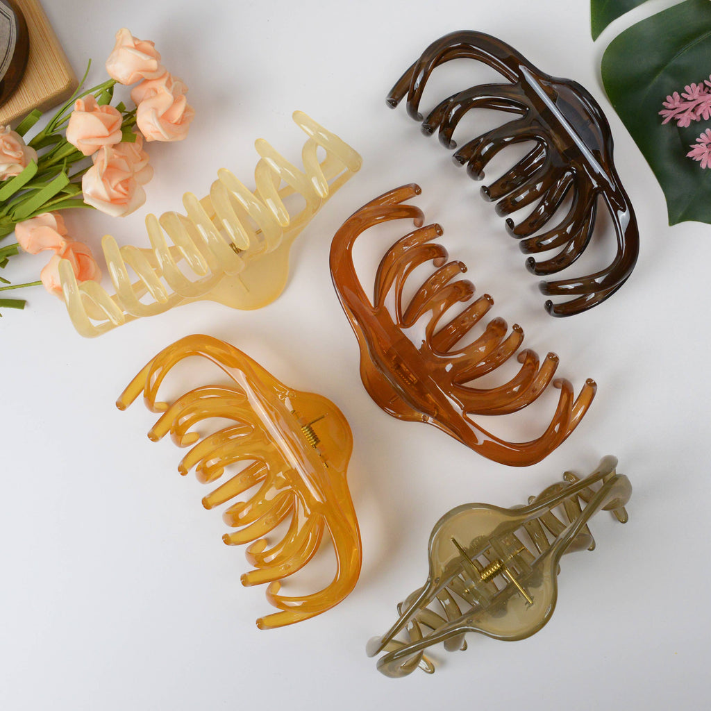 Large Lazy Transparent French Hair Claw Clip: 3 • DORA