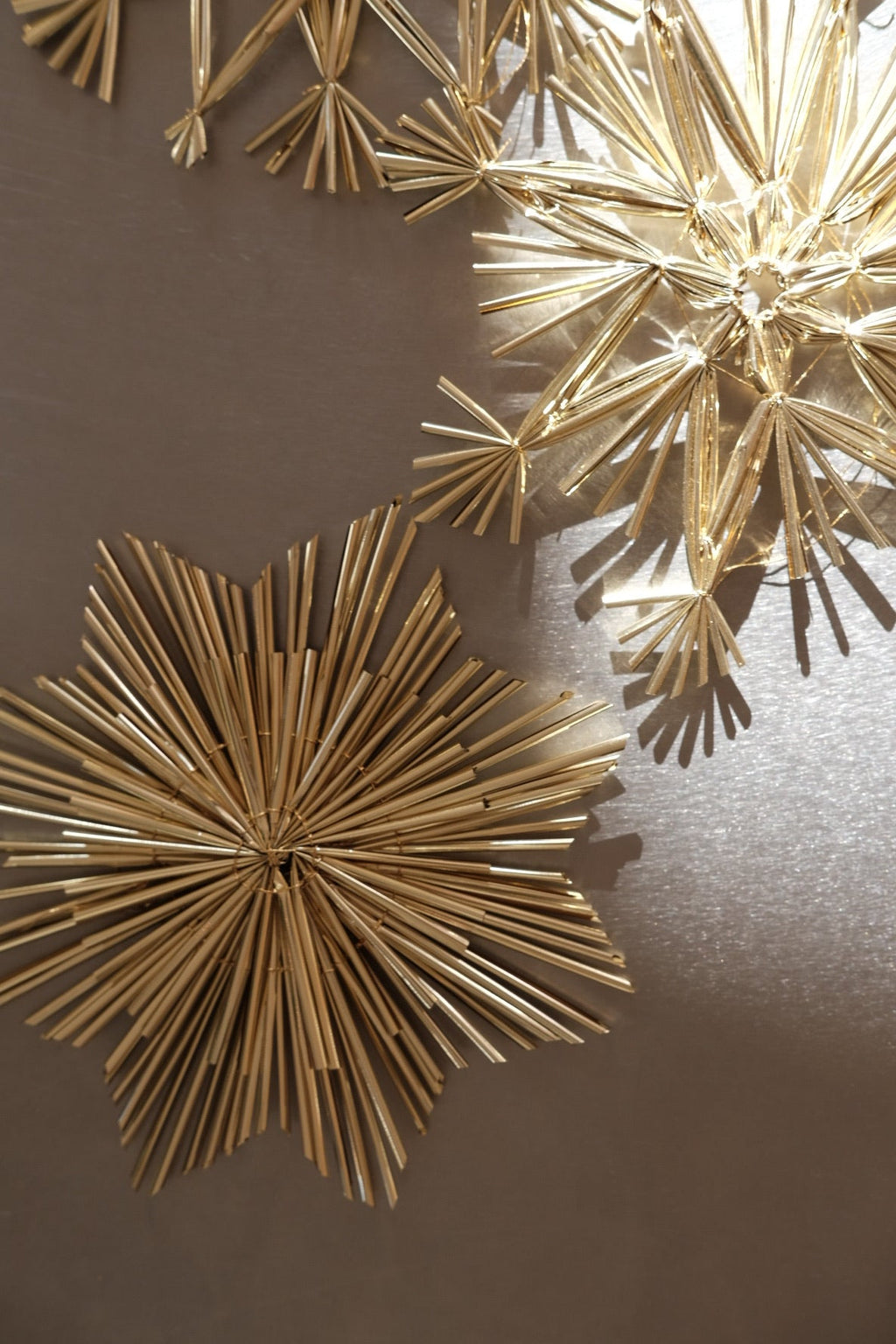 Julepynt • Dekoration • Strå • Guld • 15 cm