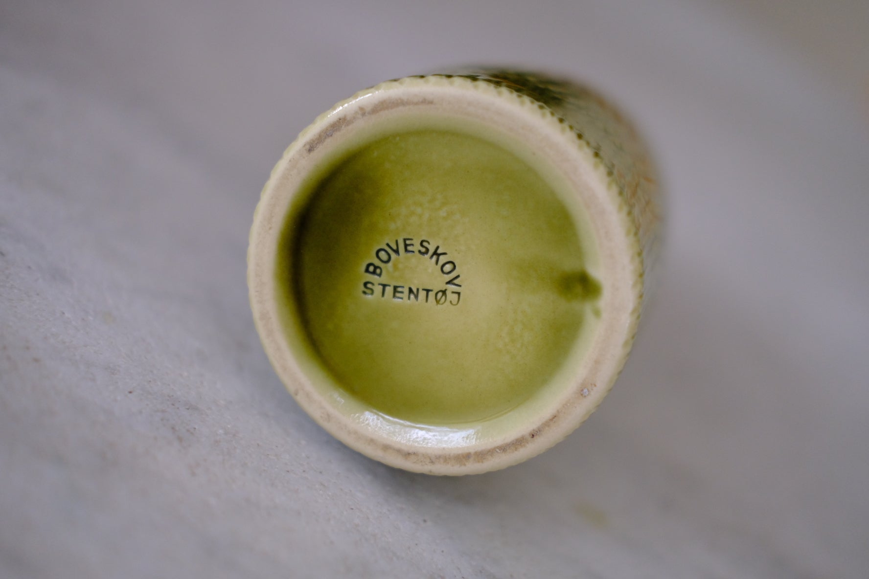 Vintage • Vase • Keramik • Limegrøn Mønster