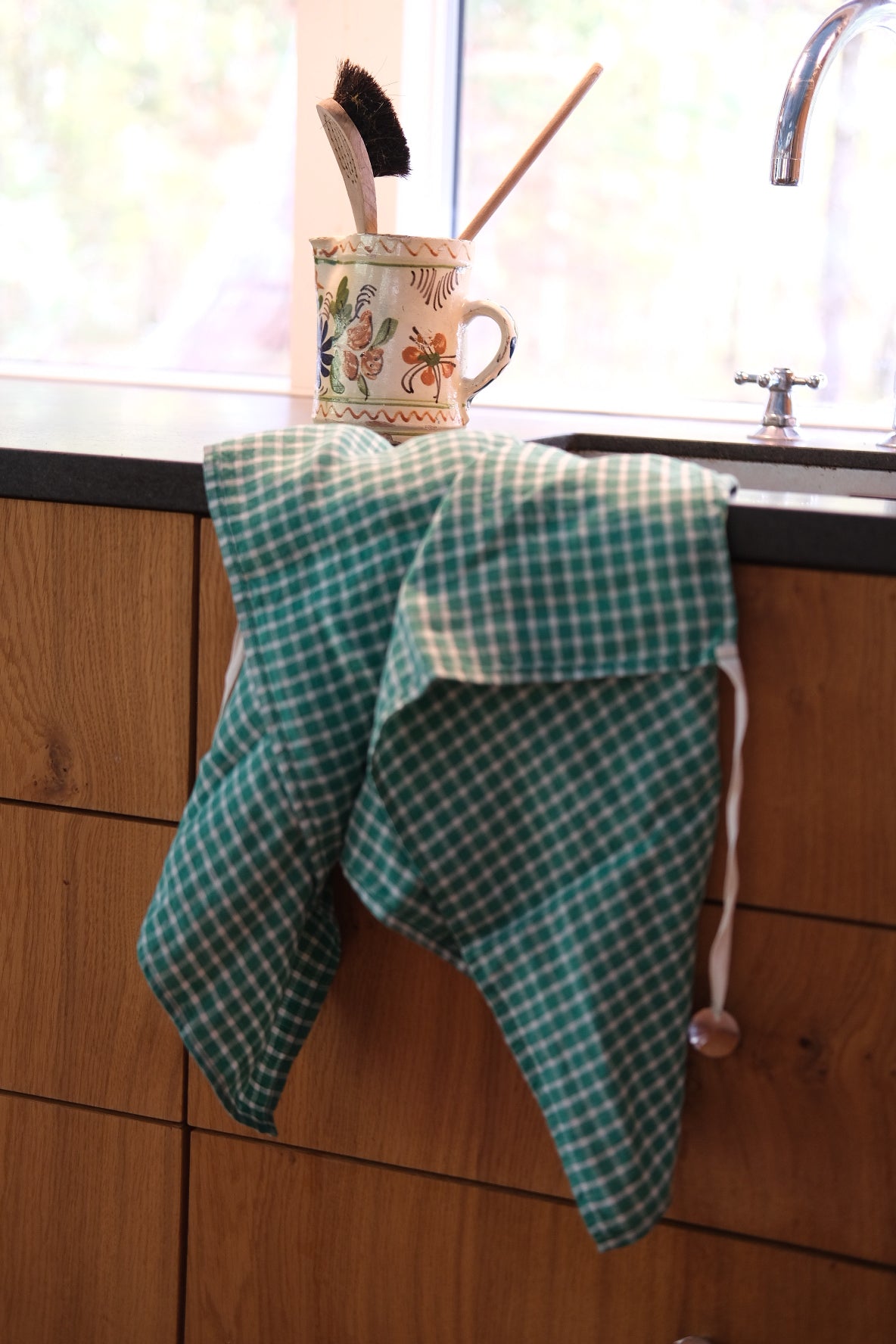 Tea Towel • Linen • Mini Apron • Carreaux Emeraude • Green Check