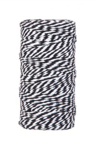 Bakers Twine i bomuld • Sort & hvid • 100 meter