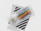 Transparent general purpose pen case by Nähe Hightide with zip closure, showing its spacious interior and sleek design.