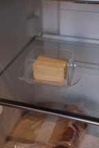 Heim Söhne clear butter dish with lid, elegant glass smørskål for serving butter in a modern kitchen setting