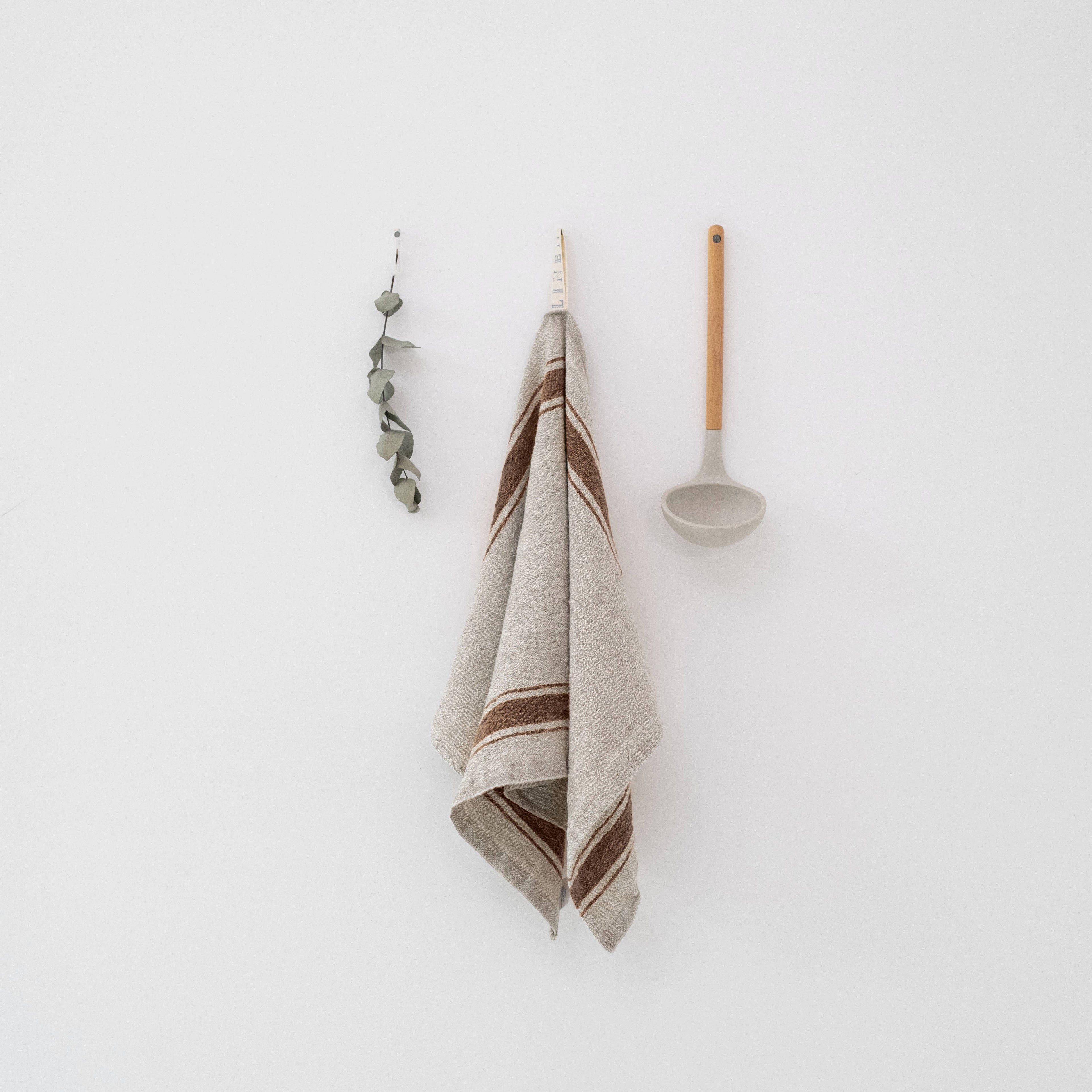 Tea towel • Linen • Mocca Stripe