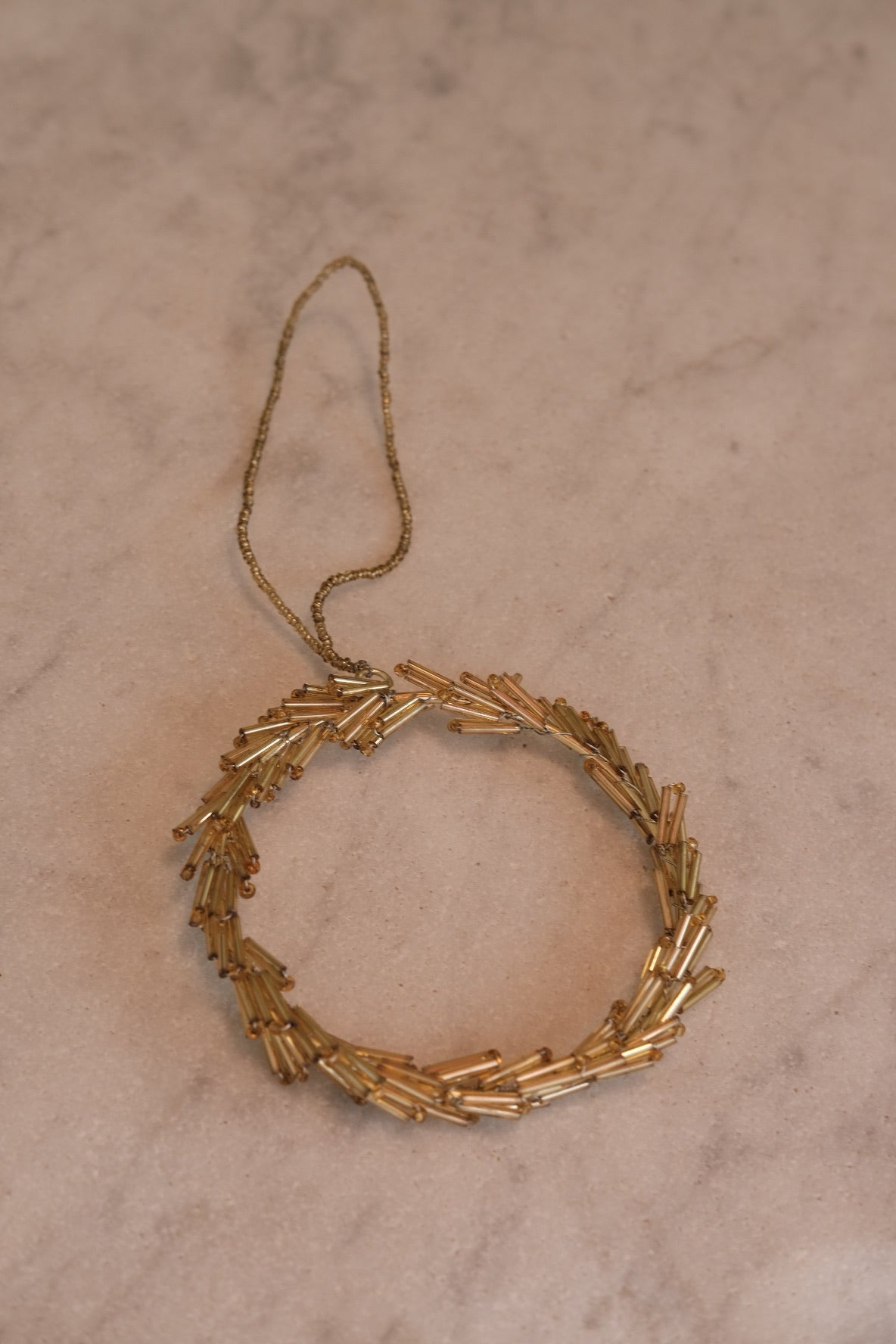 Julepynt • Dekoration • Guld Perle Krans • 12cm