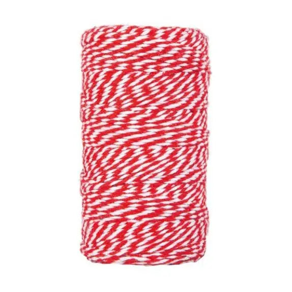 Bakers Twine i bomuld • Rød & hvid • 100 meter