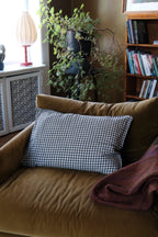 Hør Pudevår cushion with Vichy Marron pattern, 50x70 cm, by Linge Particulier, featuring a soft, textured fabric and classic checkered design.