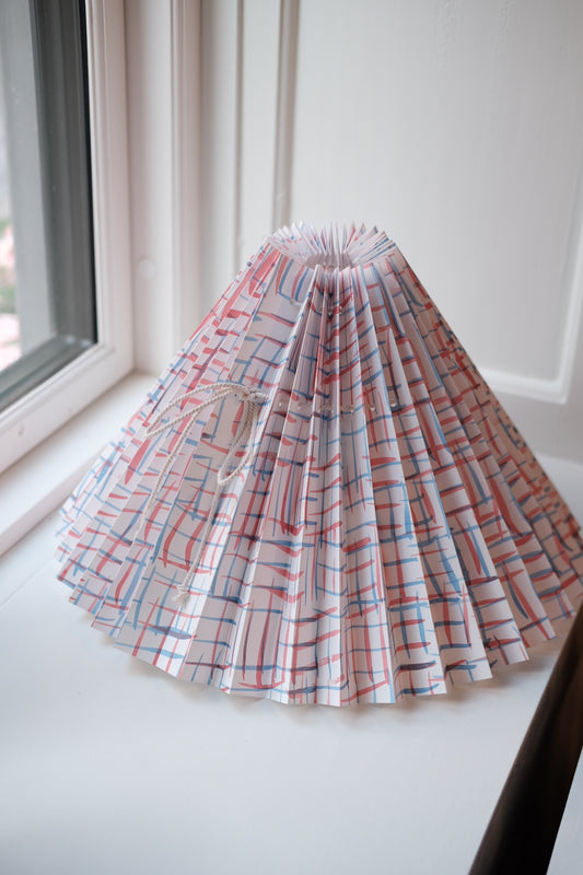 Lampshade • Handmade Pleated lampshade • 26 cm • Blue &amp; Red Check