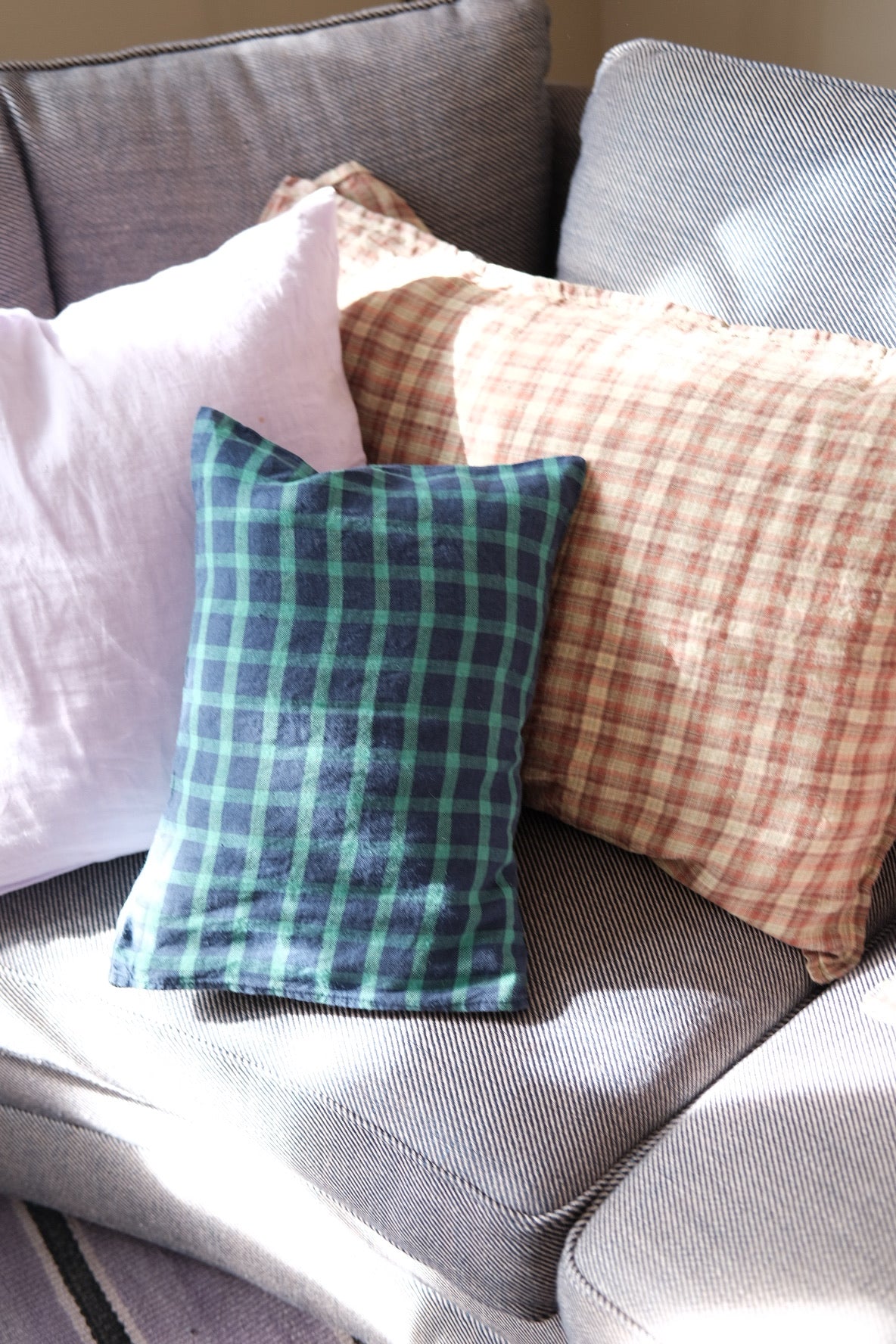 Flax pillow • 50x70 cm • Tartan Sienne Vert